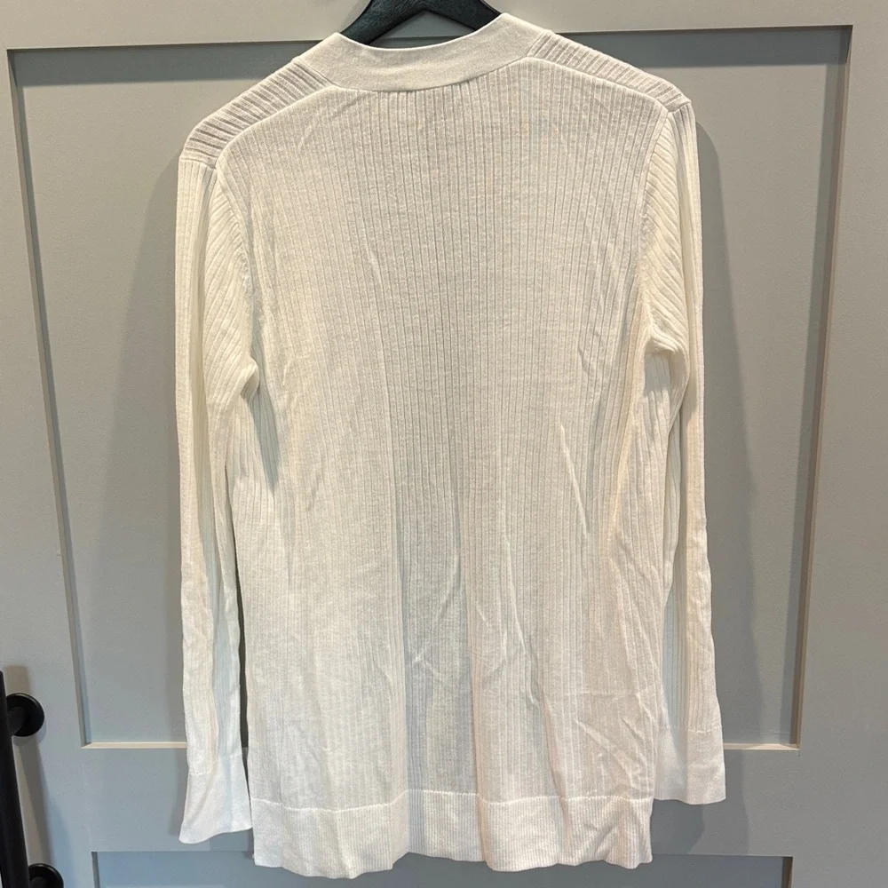 Off-White Open-Front Ribbed Cardigan - Picture 3 of 5